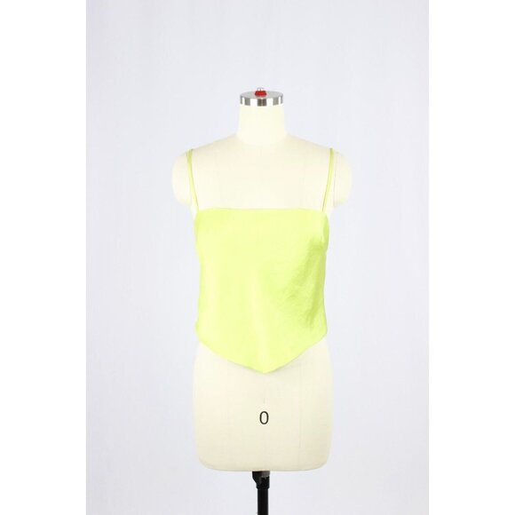 Aritzia Tops - NWOT Aritzia SUNDAY BEST Elektra Green Satin Tie Back Cropped Tank Top, Size M
